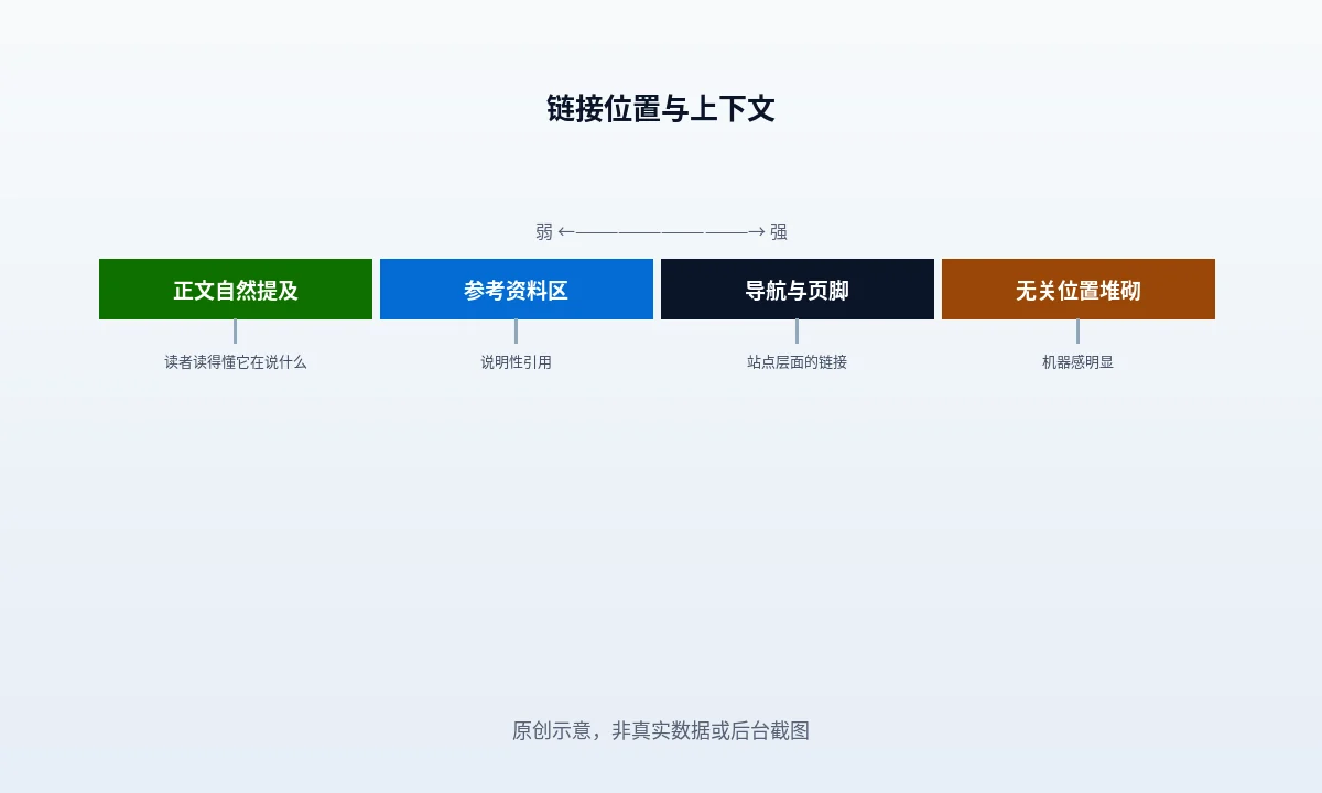 同一页三个位置的实际差别:导语处、正文有上下文的段落中、文末延伸阅读列表