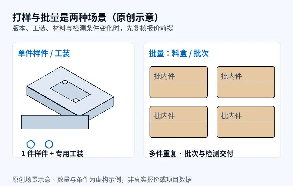 CNC 打样转批量什么时候要复核报价：版本、工装、材料与检验变化