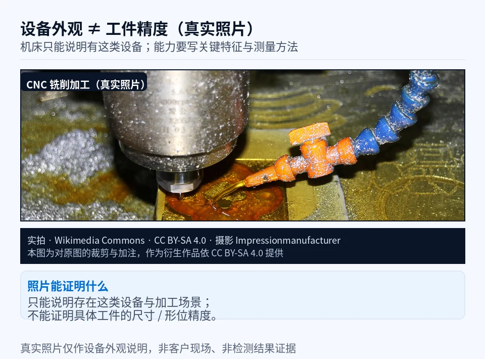 CNC 铣削设备的真实照片