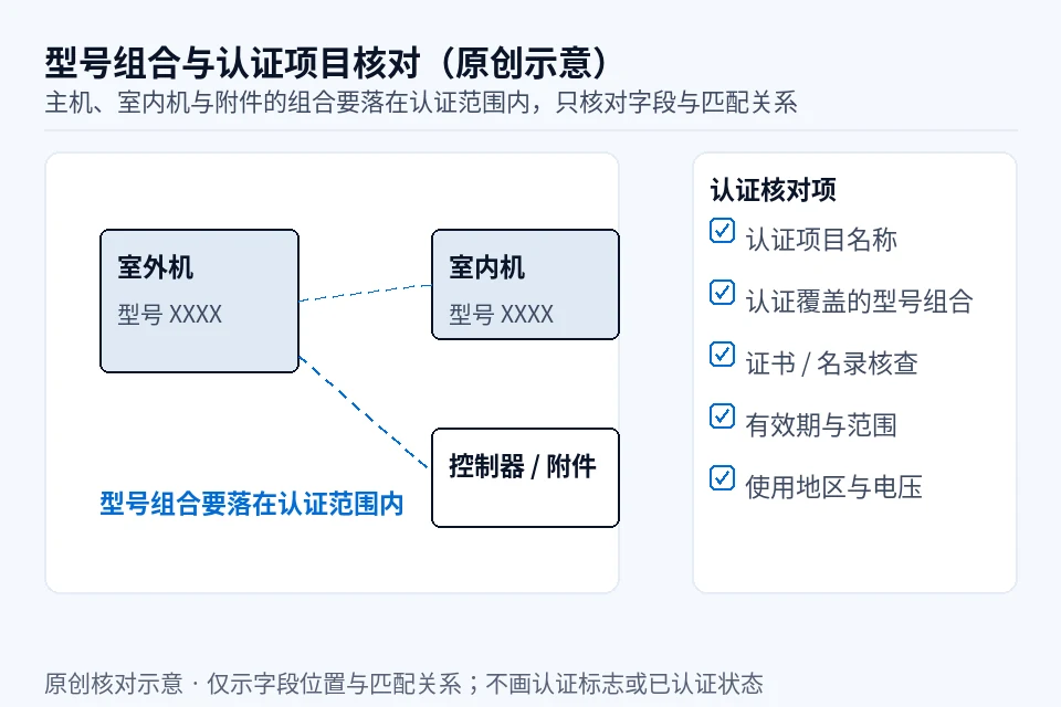 型号组合与认证项目核对的原创示意
