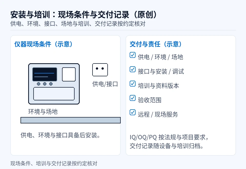 仪器出口的安装、培训与验收：先把现场准备和责任写进范围