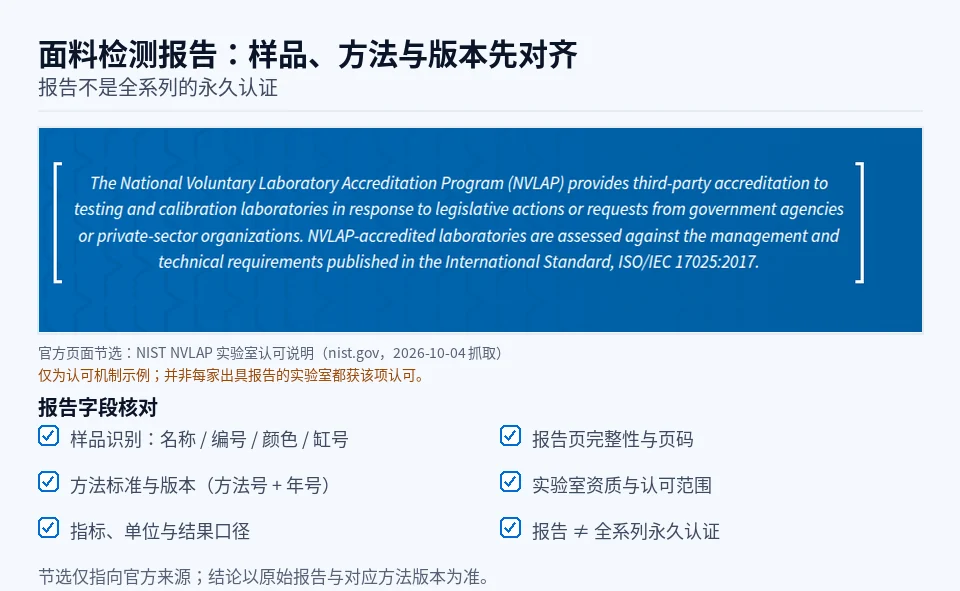 NIST NVLAP 实验室认可官方页面节选(认可机制示例)