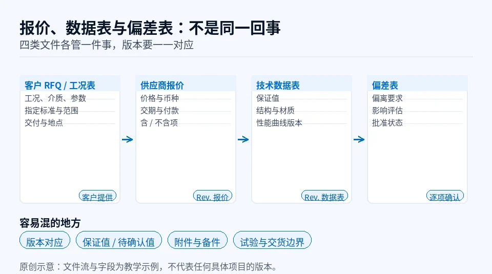 报价、数据表与偏差表文件流的原创示意