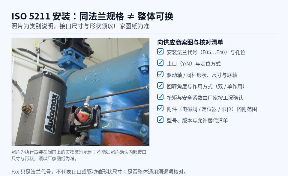 执行器安装在工业阀门上的真实照片(实物类别示例)