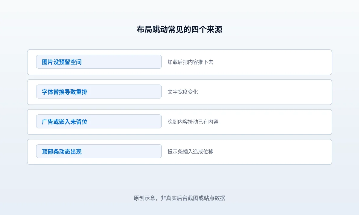 WordPress 站点 CLS 偏高的常见原因与处理顺序