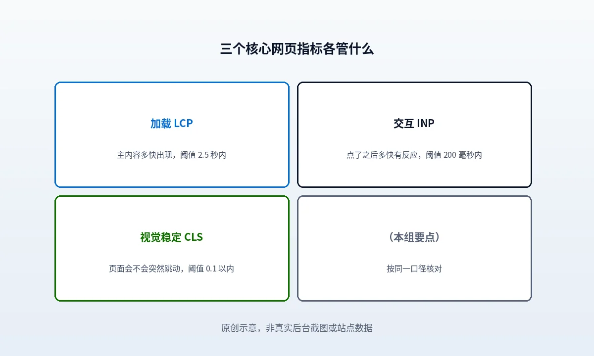 WordPress 核心网页指标：三个指标的标准与 75 分位