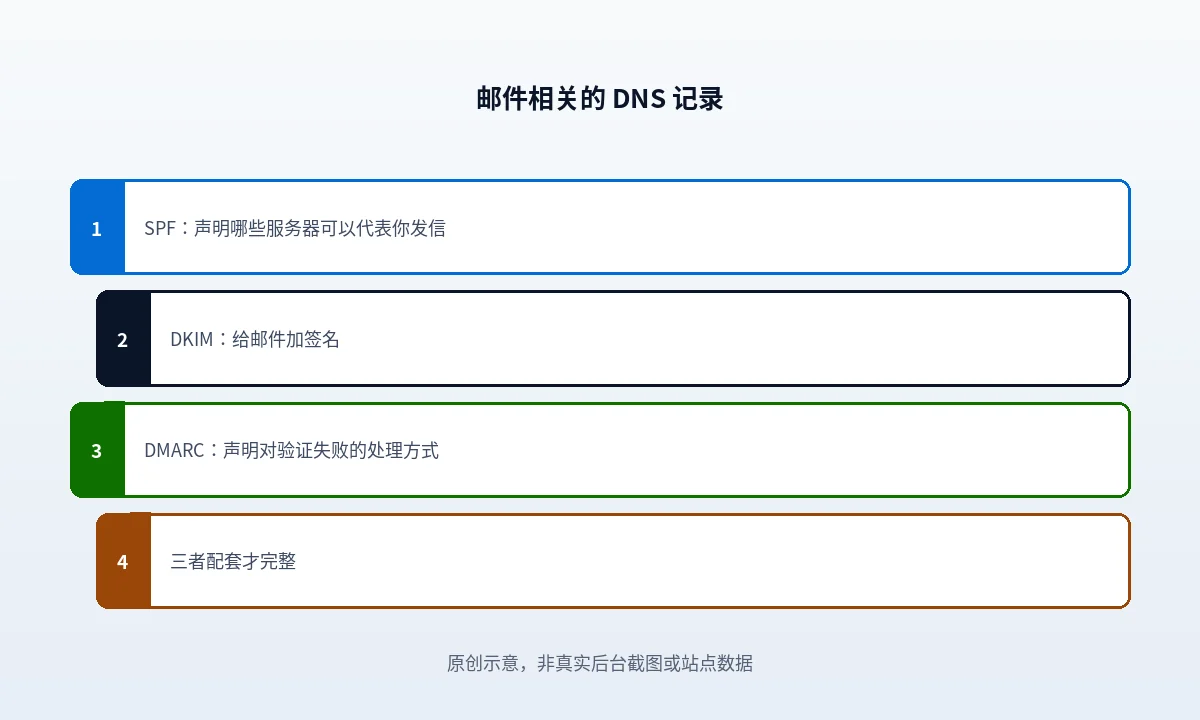 WordPress 邮件发不出去：DNS 要配哪些记录